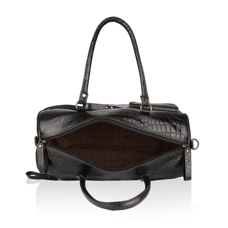 Elité: Luxury Leather Travel Duffel Bag (Black)