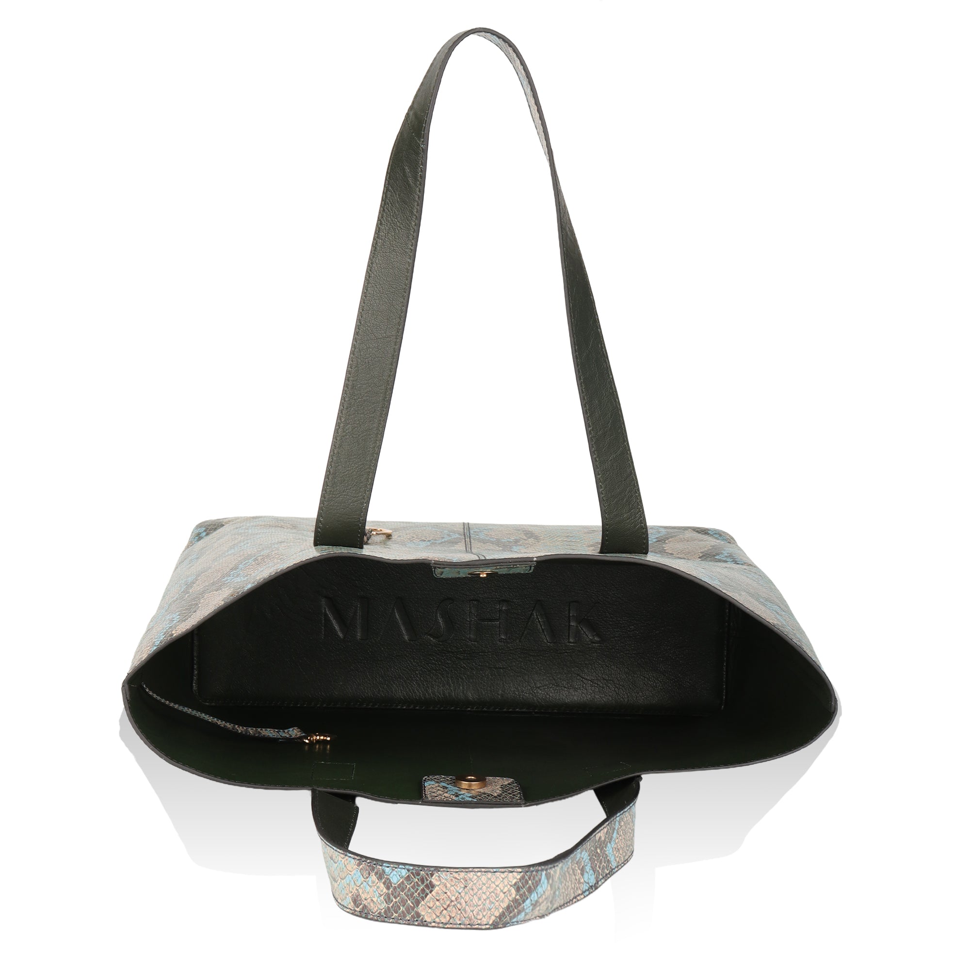 Wild Allure: Italian Leather Tote Bag (Blue)