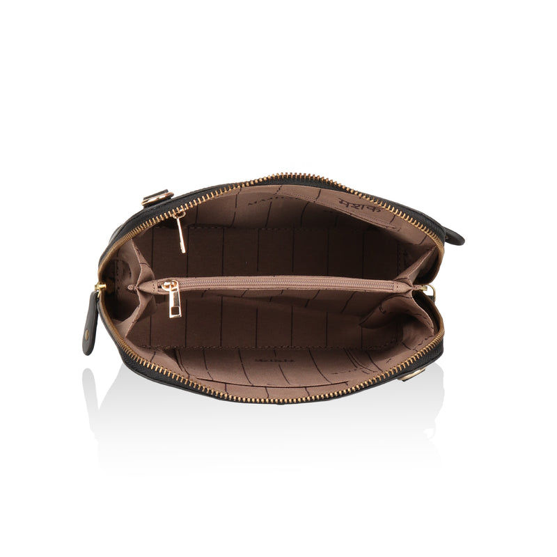 Luxeblend: Full Grain Leather Crossbody Bag (Black)