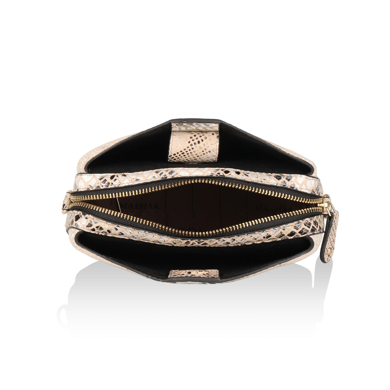 Savannah: Italian Leather Crossbody Bag (Beige)