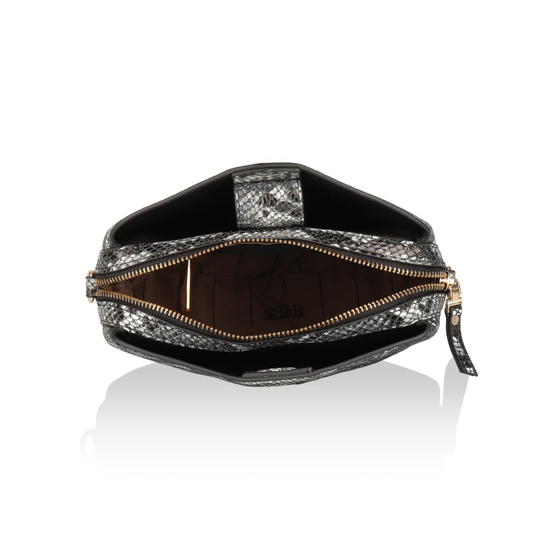 Savannah: Italian Leather Crossbody Bag (Black)