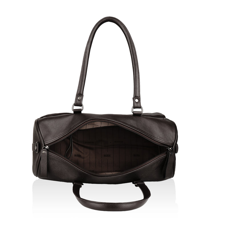 Elité: Pebbled Leather Travel Duffel Bag (Brown)