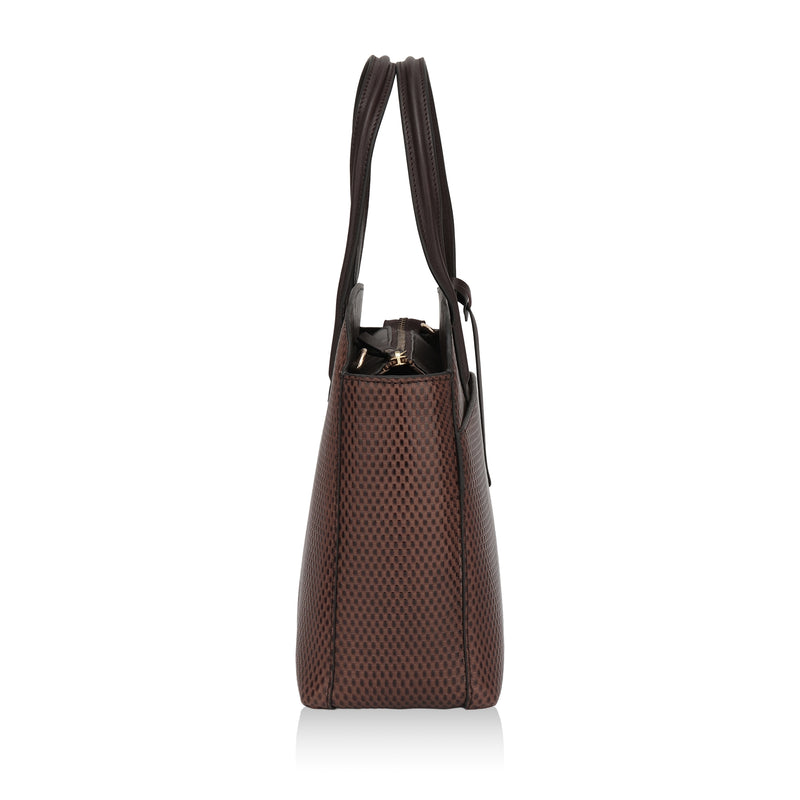 Opula: Scaled Leather Handbag (Brown)