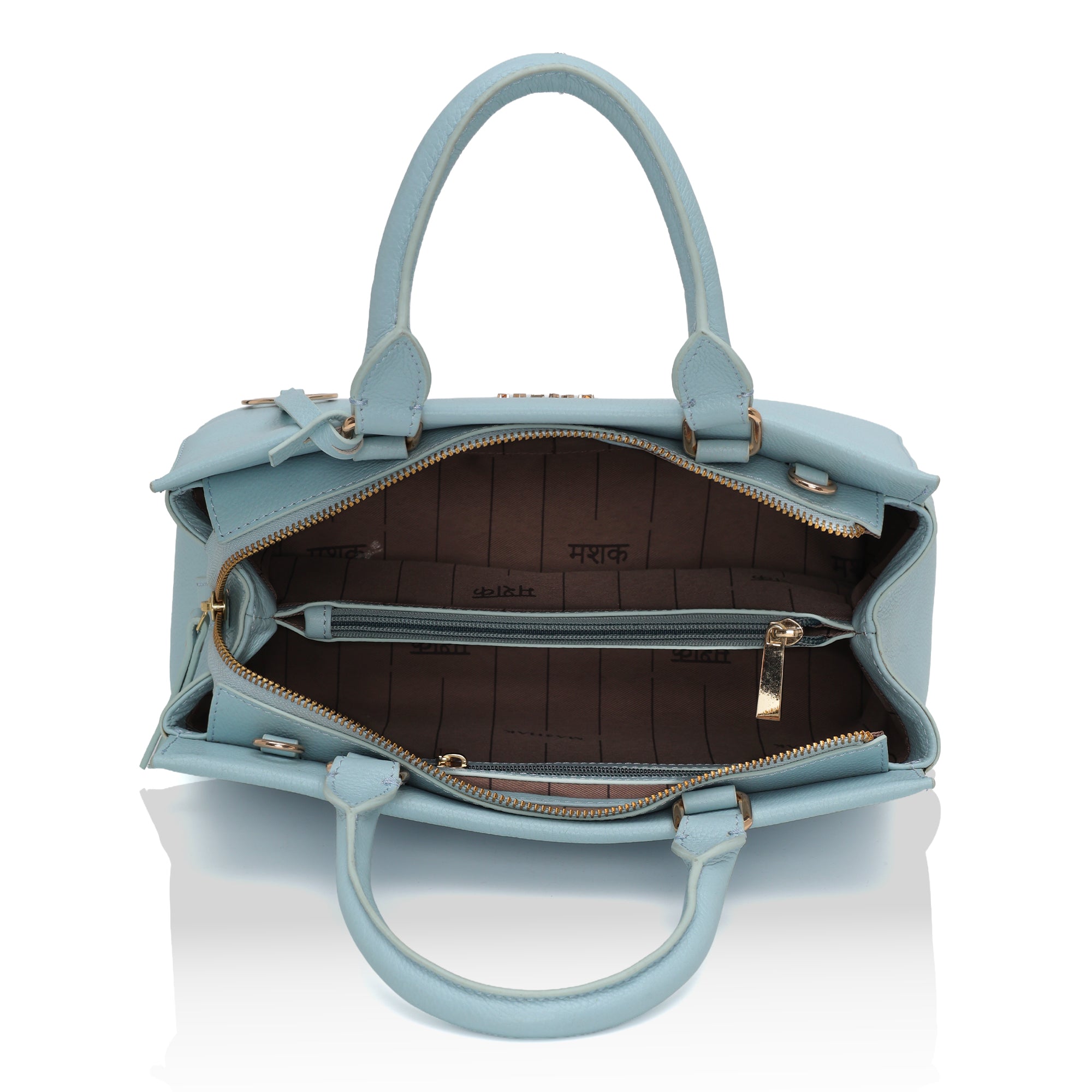 Imperio: Full Grain Pebbled Leather Handbag (Sky Blue)