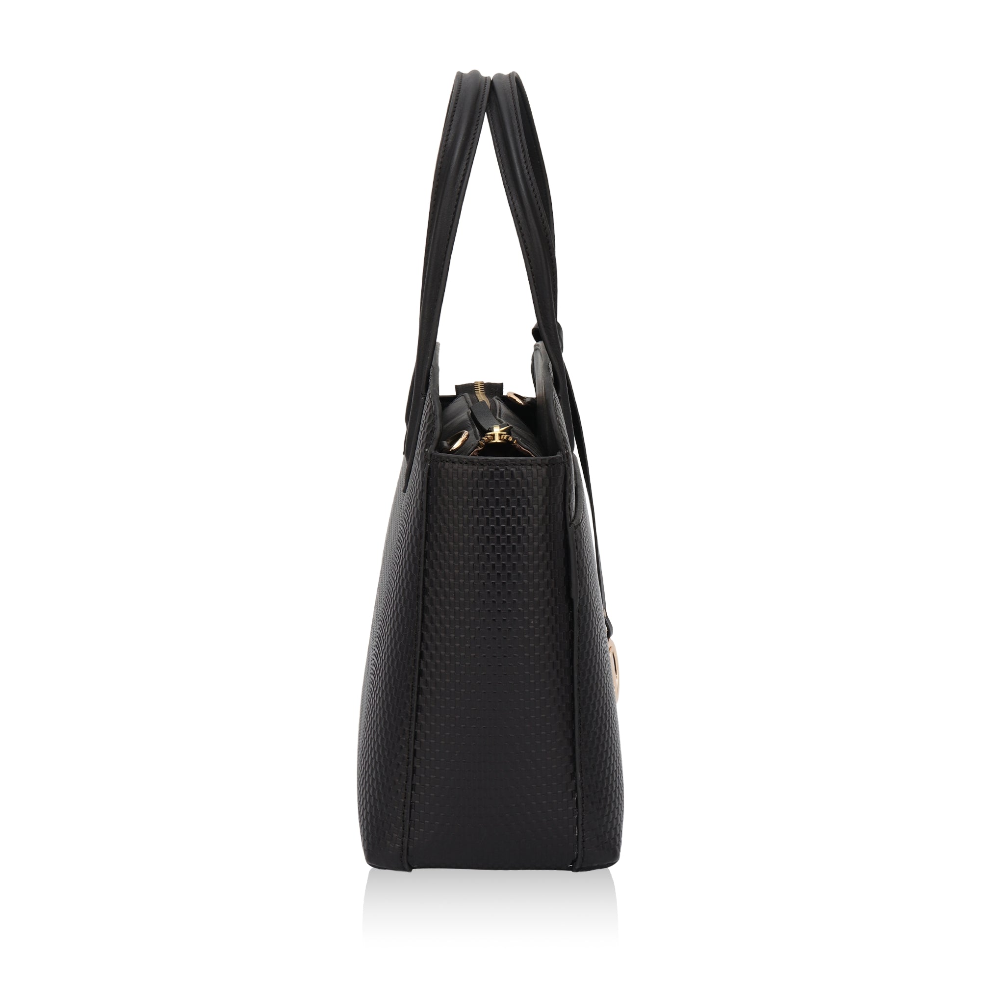Opula: Scaled Leather Handbag (Black)