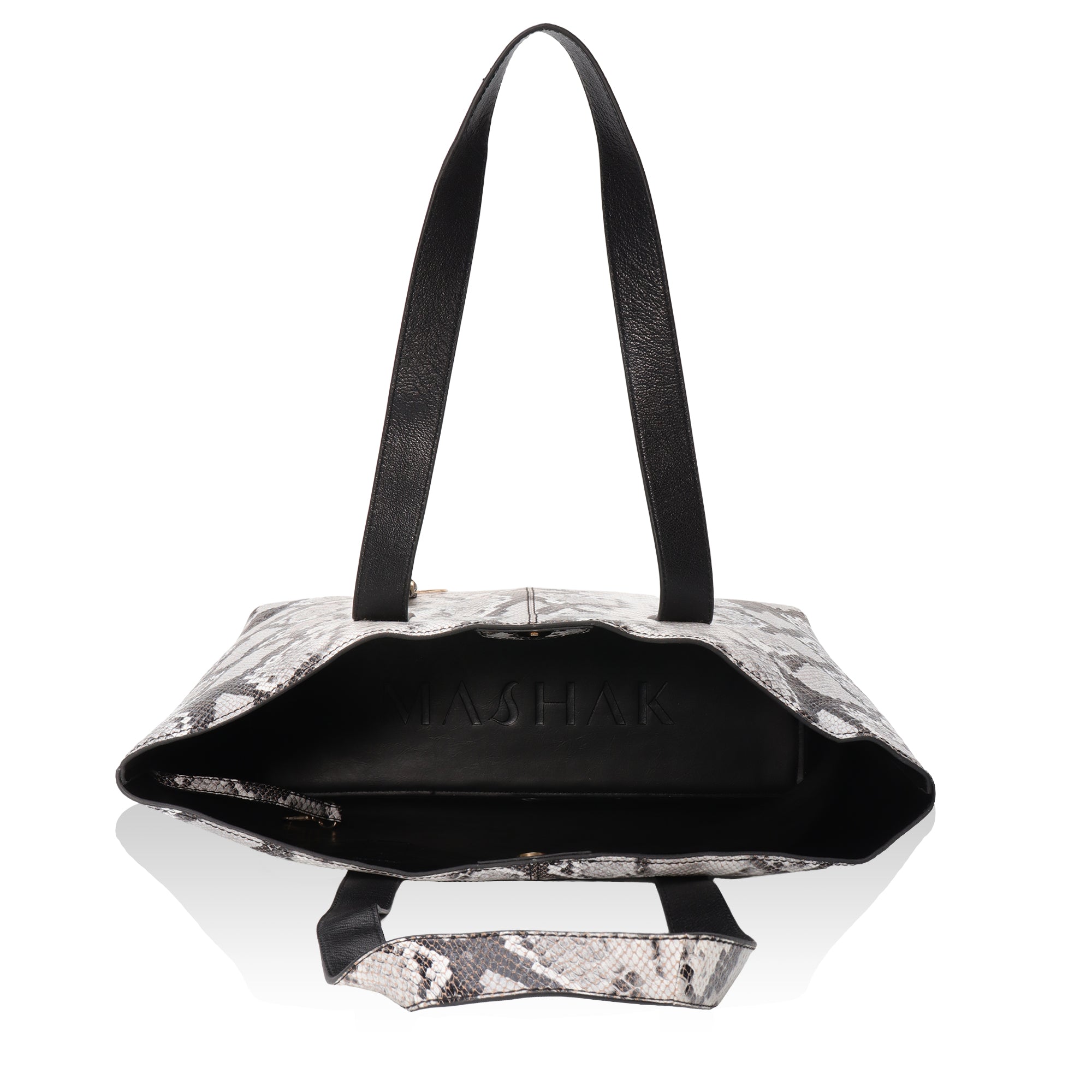 Wild Allure: Italian Leather Tote Bag (Black and White)