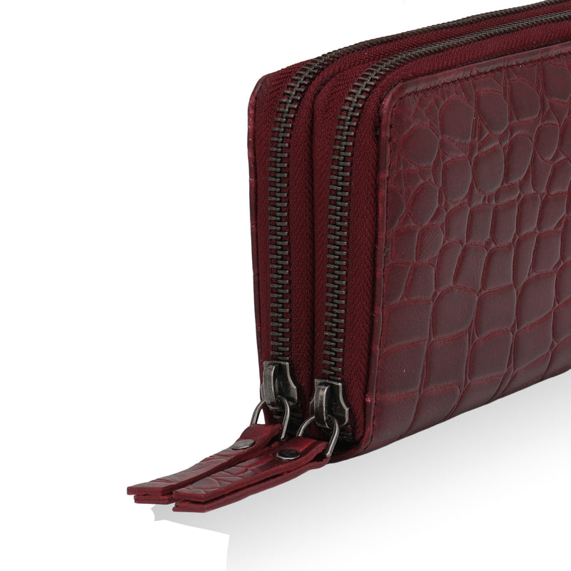 Panache: Double Zip Womens’ Wallets (Cherry Red)