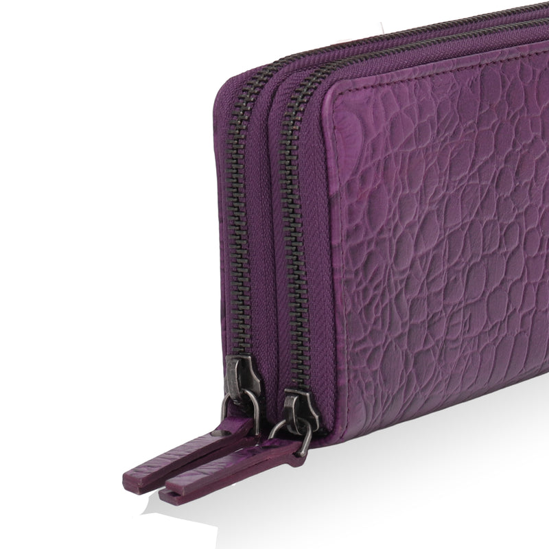 Panache: Double Zip Womens’ Wallets (Purple)