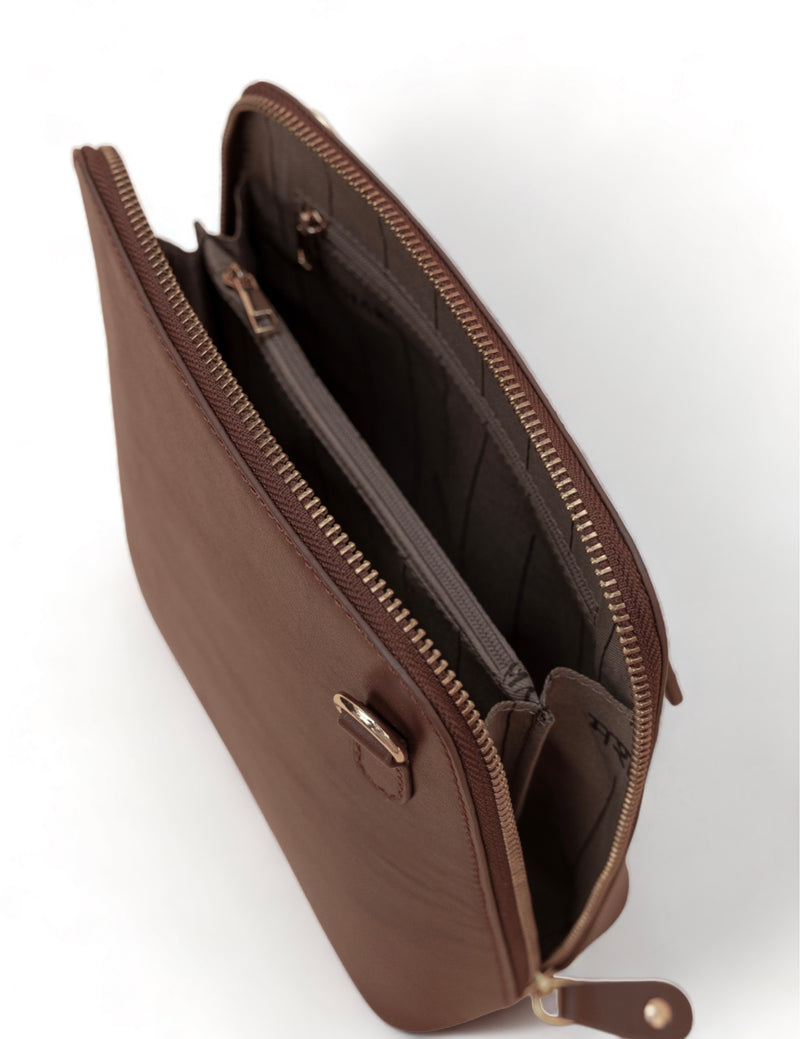 Luxeblend: Full Grain Leather Crossbody Bag (Tan)