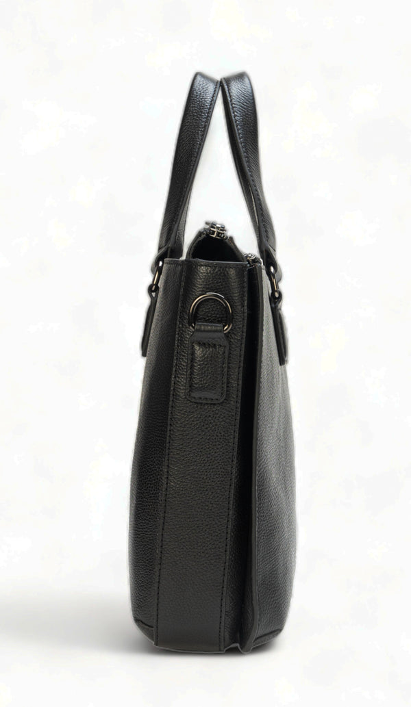 Nexa: Pebbled Leather Laptop Bag (Black)