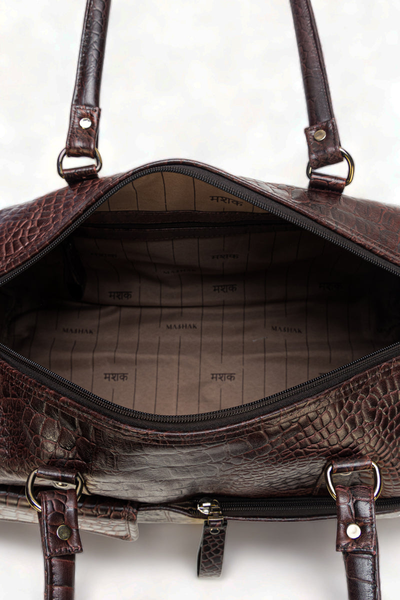 Elité: Luxury Leather Travel Duffel Bag (Brown)