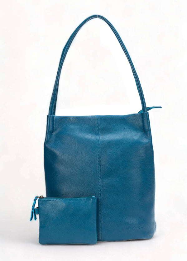 Boho: Soft Napa Leather Tote Bag (Teal)