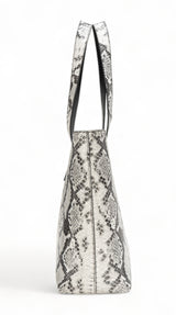 Wild Allure: Italian Leather Tote Bag (Black and White)