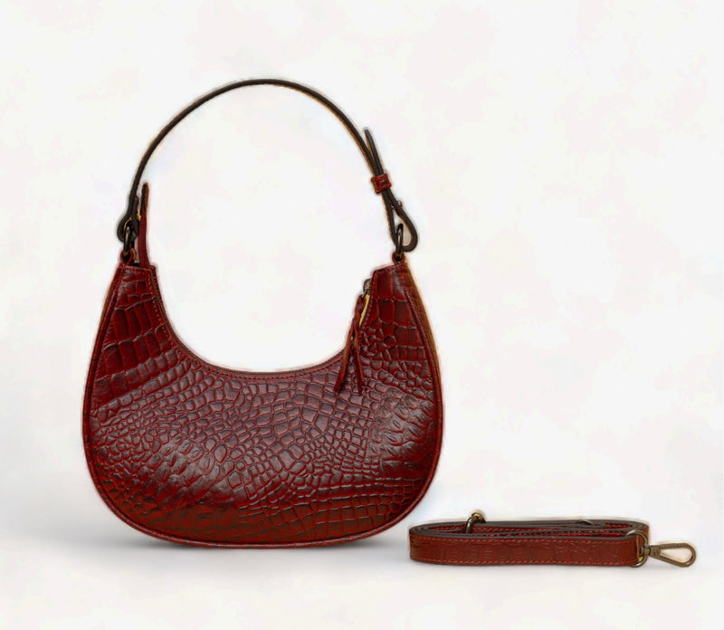 Dazzlo: Luxury Leather Shoulder Bag (Cherry Red)