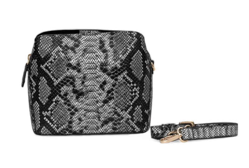 Savannah: Italian Leather Crossbody Bag (Black)