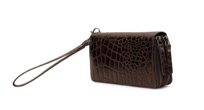 Panache: Double Zip Womens’ Wallets (Brown)