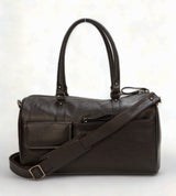 Elité: Pebbled Leather Travel Duffel Bag (Brown)