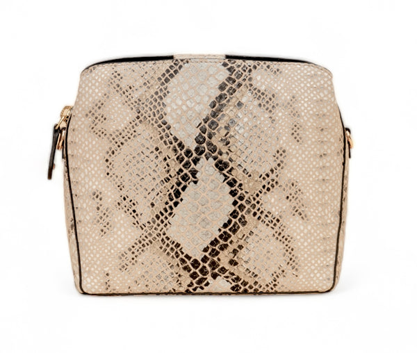 Savannah: Italian Leather Crossbody Bag (Beige)