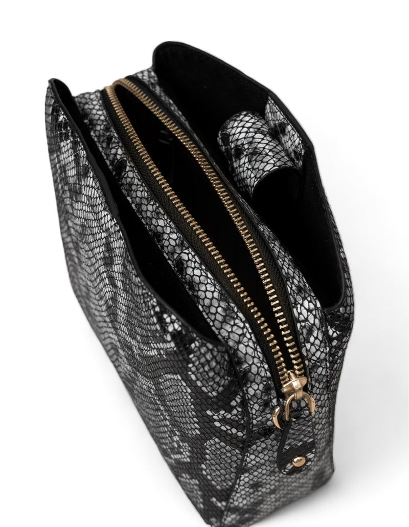 Savannah: Italian Leather Crossbody Bag (Black)