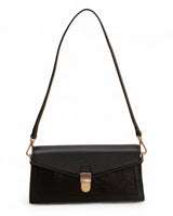 Vogue: Embossed Leather Shoulder Bag (Black)