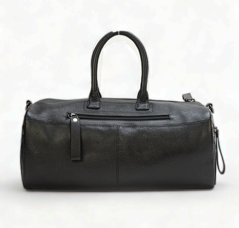 Zenith: Pebbled Leather Gym Duffel Bag (Black)