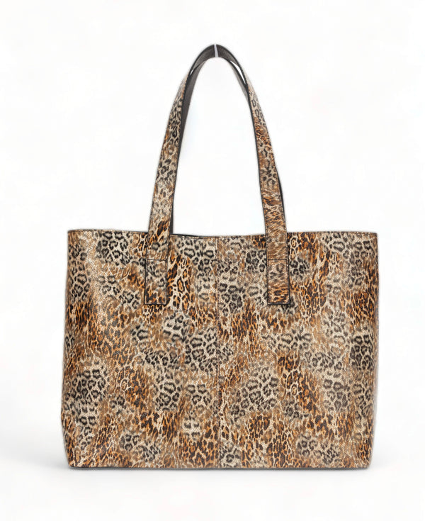 Wild Allure: Italian Leather Tote Bag (Brown)