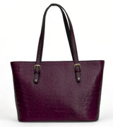 Alpha: Luxury Leather Office Tote (Purple)