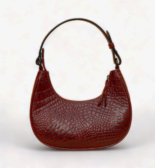 Dazzlo: Luxury Leather Shoulder Bag (Cherry Red)