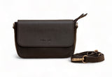 Eva : Pebbled Leather Crossbody Bag (Brown)