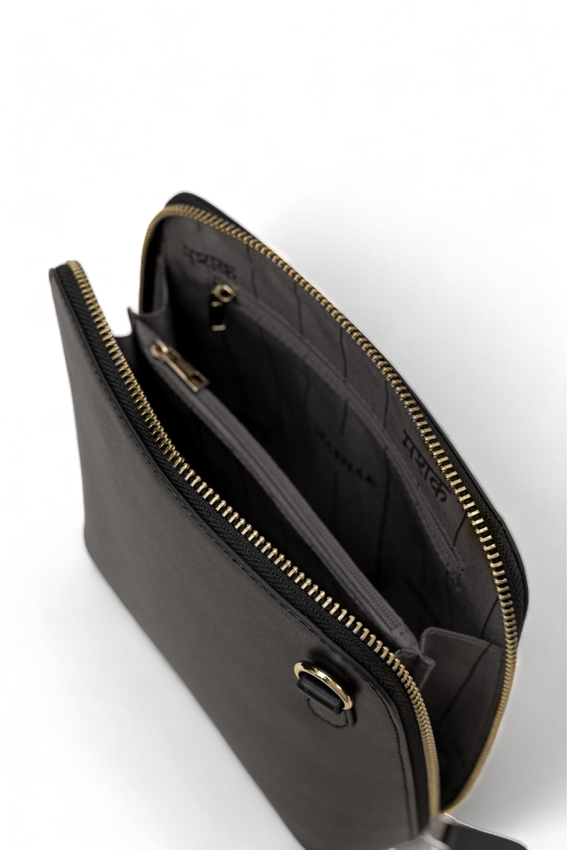 Luxeblend: Full Grain Leather Crossbody Bag (Black)