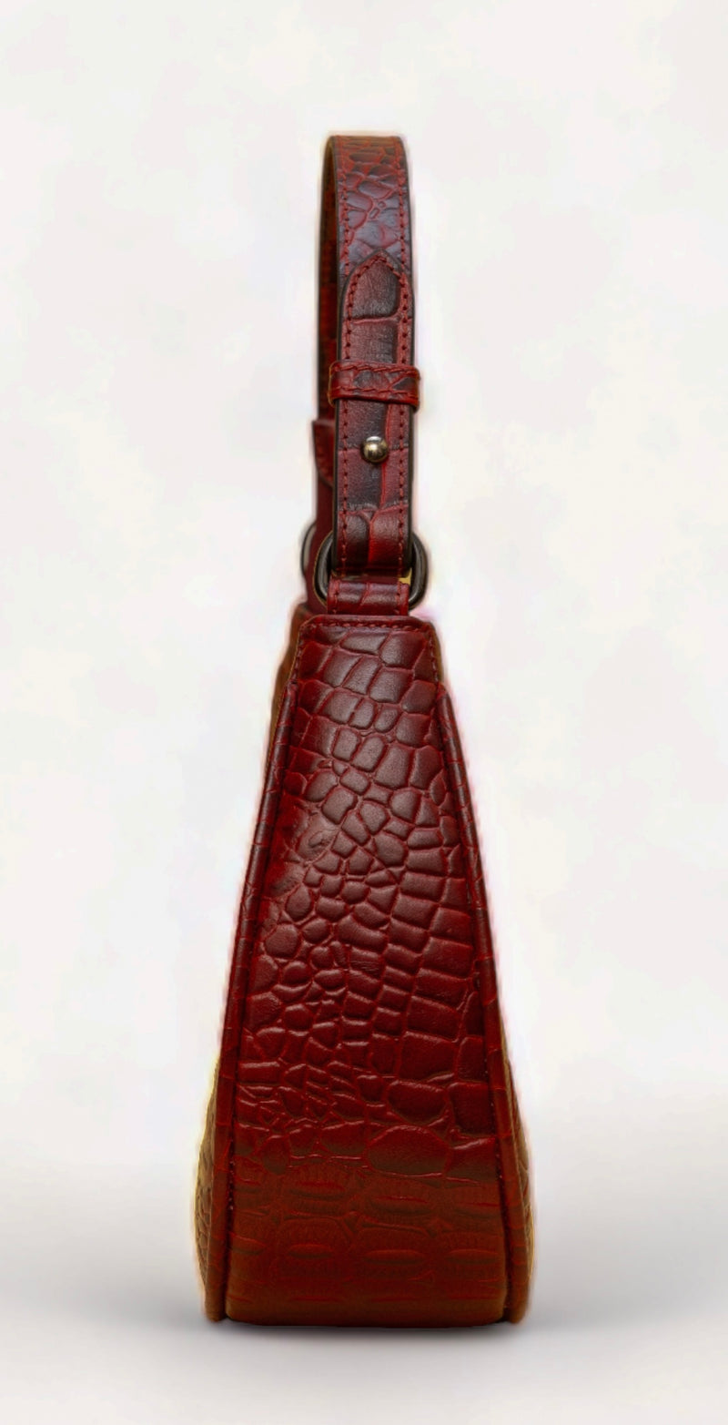 Dazzlo: Luxury Leather Shoulder Bag (Cherry Red)