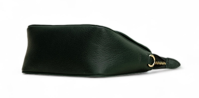 Eva : Pebbled Leather Crossbody Bag (Forest Green)