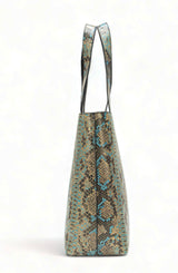 Wild Allure: Italian Leather Tote Bag (Blue)