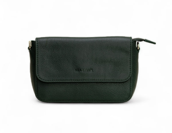 Eva : Pebbled Leather Crossbody Bag (Forest Green)