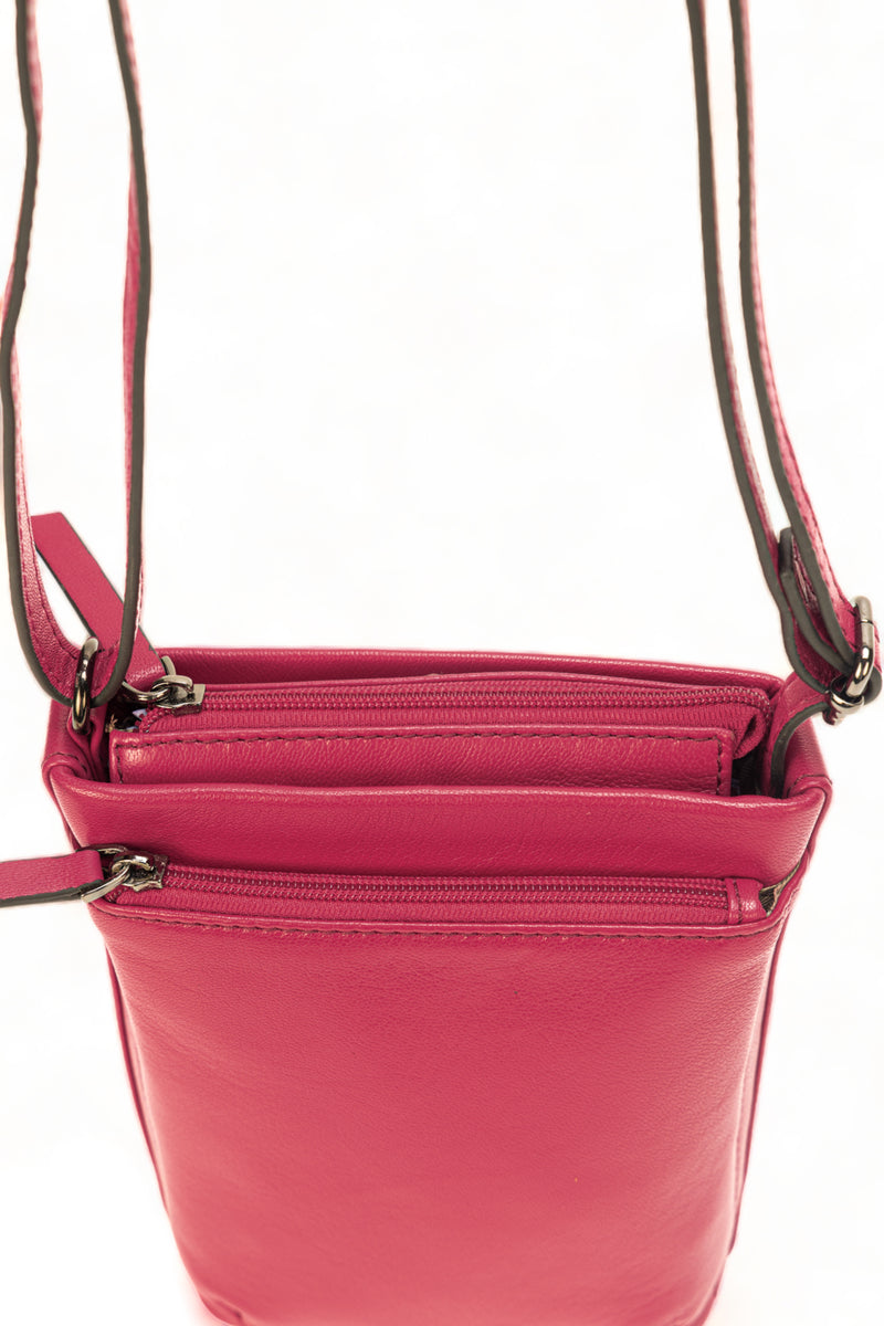 Sienna: Napa Leather Crossbody Bag (Hot Pink)