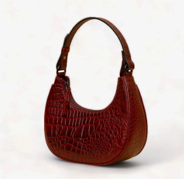 Dazzlo: Luxury Leather Shoulder Bag (Cherry Red)