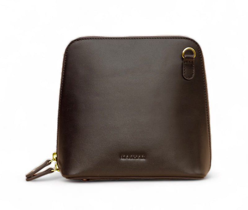 Luxeblend: Full Grain Leather Crossbody Bag (Brown)