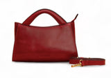 Svelte: Glass Finish Leather Clutch and Crossbody Bag (Cherry Red)