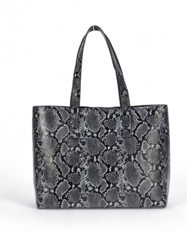 Wild Allure: Italian Leather Tote Bag (Black)