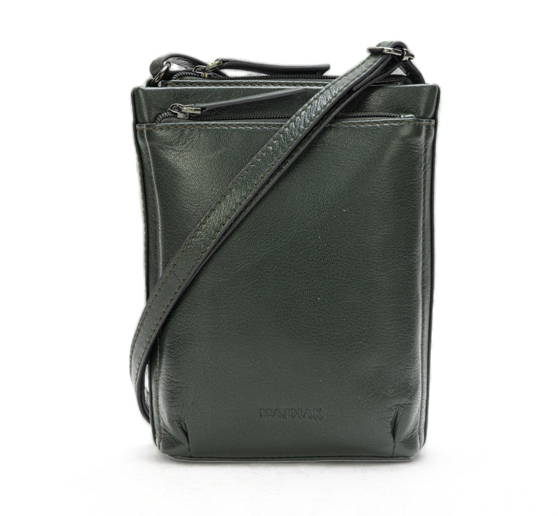 Sienna: Napa Leather Crossbody Bag (Dark Green)