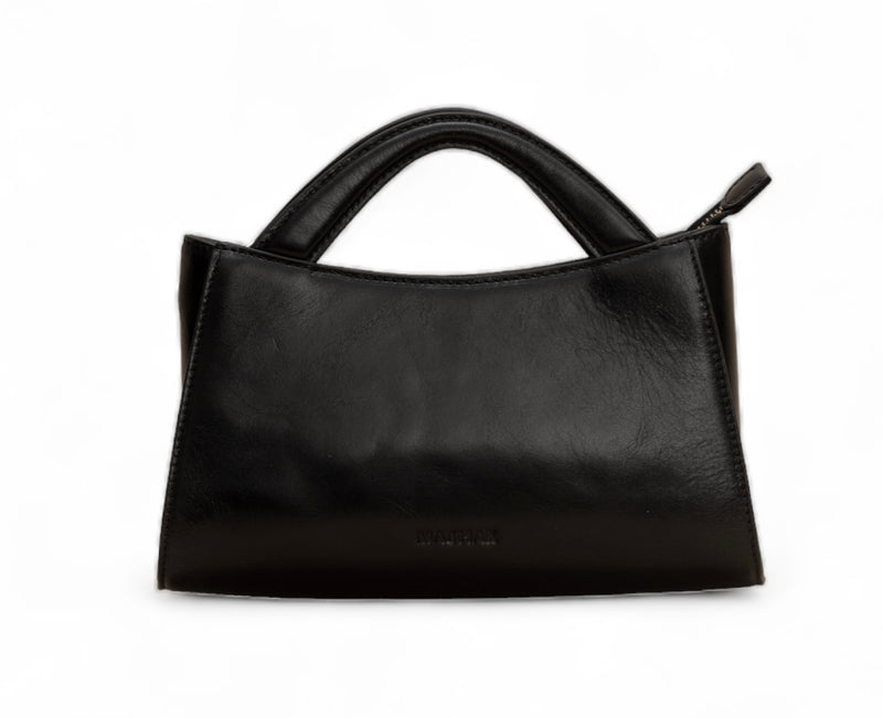 Svelte: Glass Finish Leather Clutch and Crossbody Bag (Black)