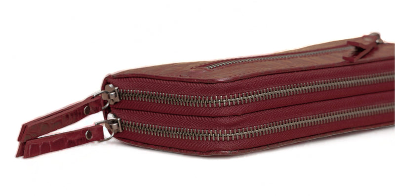 Panache: Double Zip Womens’ Wallets (Cherry Red)