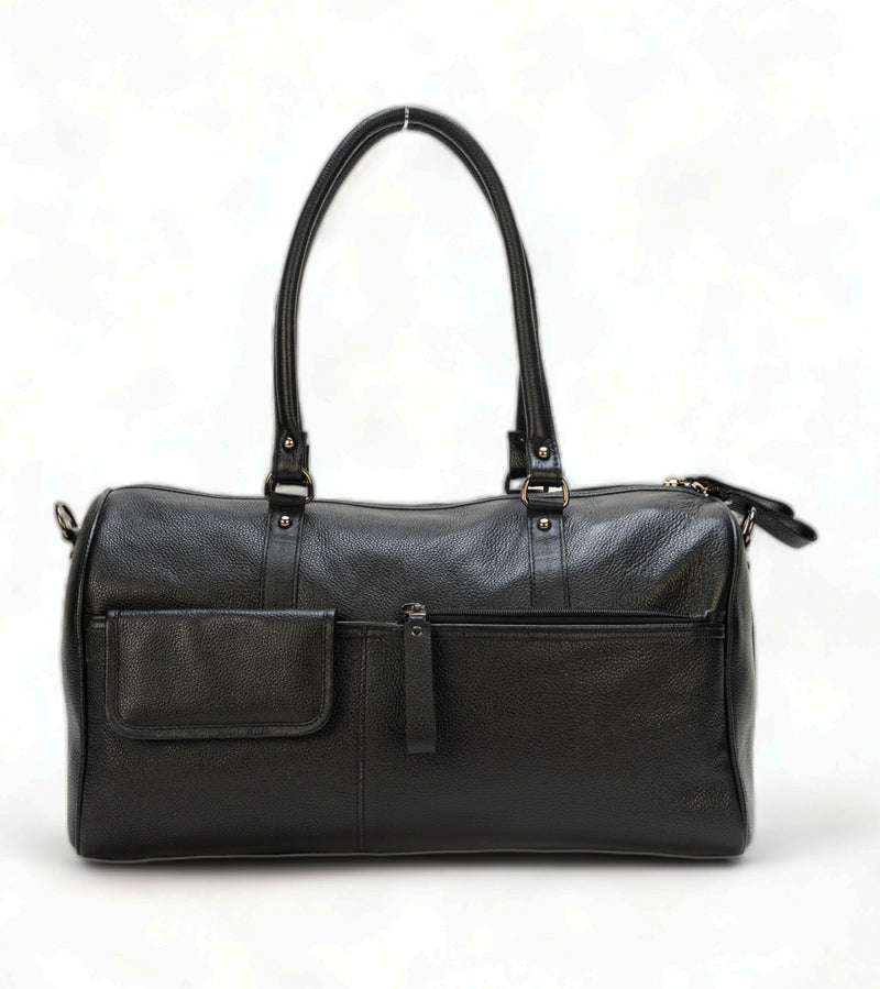 Elité: Pebbled Leather Travel Duffel Bag (Black)