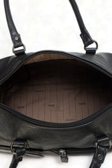 Elité: Pebbled Leather Travel Duffel Bag (Black)