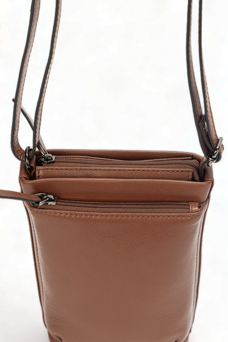 Sienna: Napa Leather Crossbody Bag (Tan)