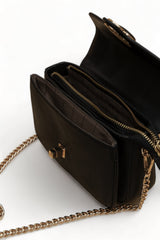 Terra: Pebbled Leather Cross Body Bag (Black)