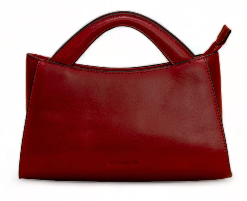 Svelte: Glass Finish Leather Clutch and Crossbody Bag (Cherry Red)