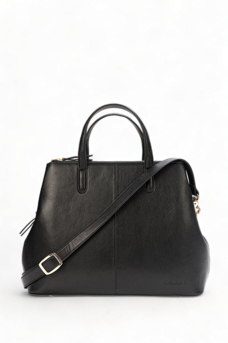 Divino: Napa Leather Laptop Handbag (Black)