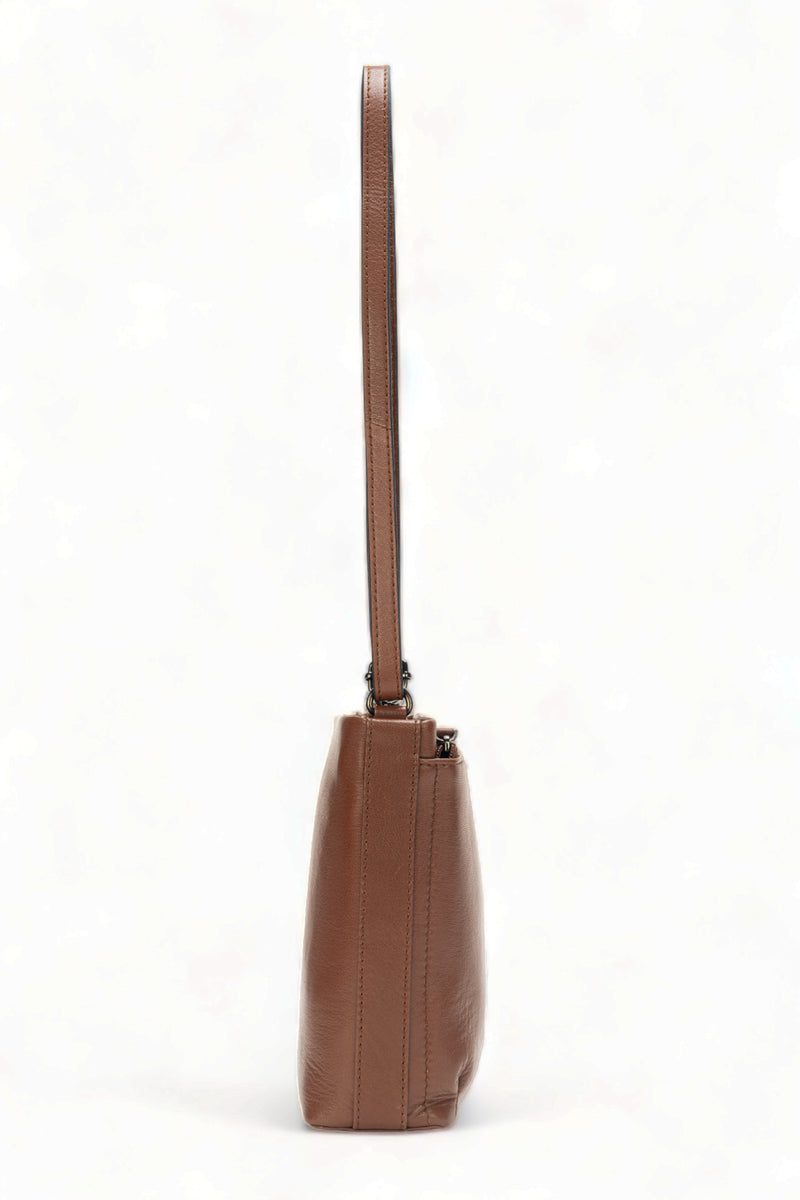 Sienna: Napa Leather Crossbody Bag (Tan)