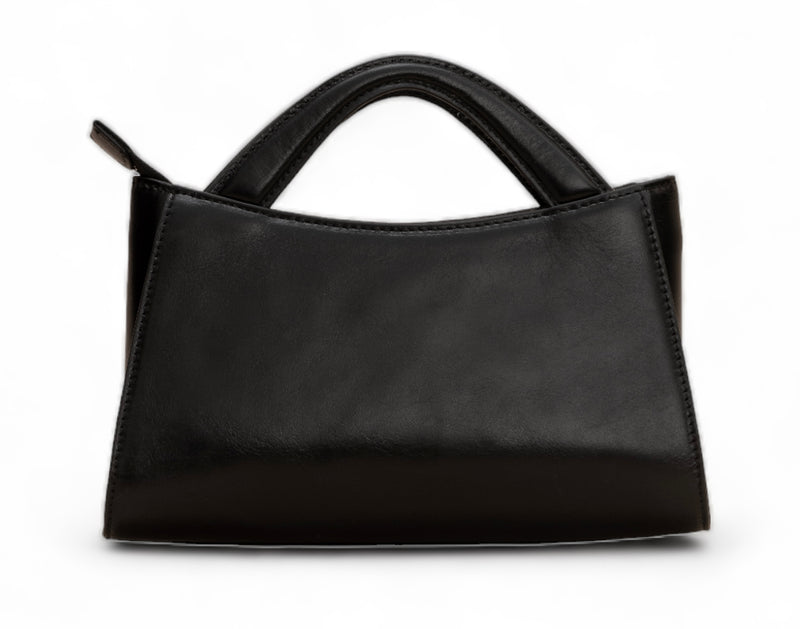 Svelte: Glass Finish Leather Clutch and Crossbody Bag (Black)